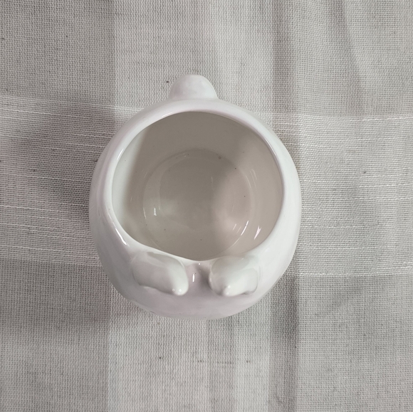 Small Ceramic Easter Bunny Rabbit Spring 6" White Pink Planter Creative Co-op - Picture 5 of 7